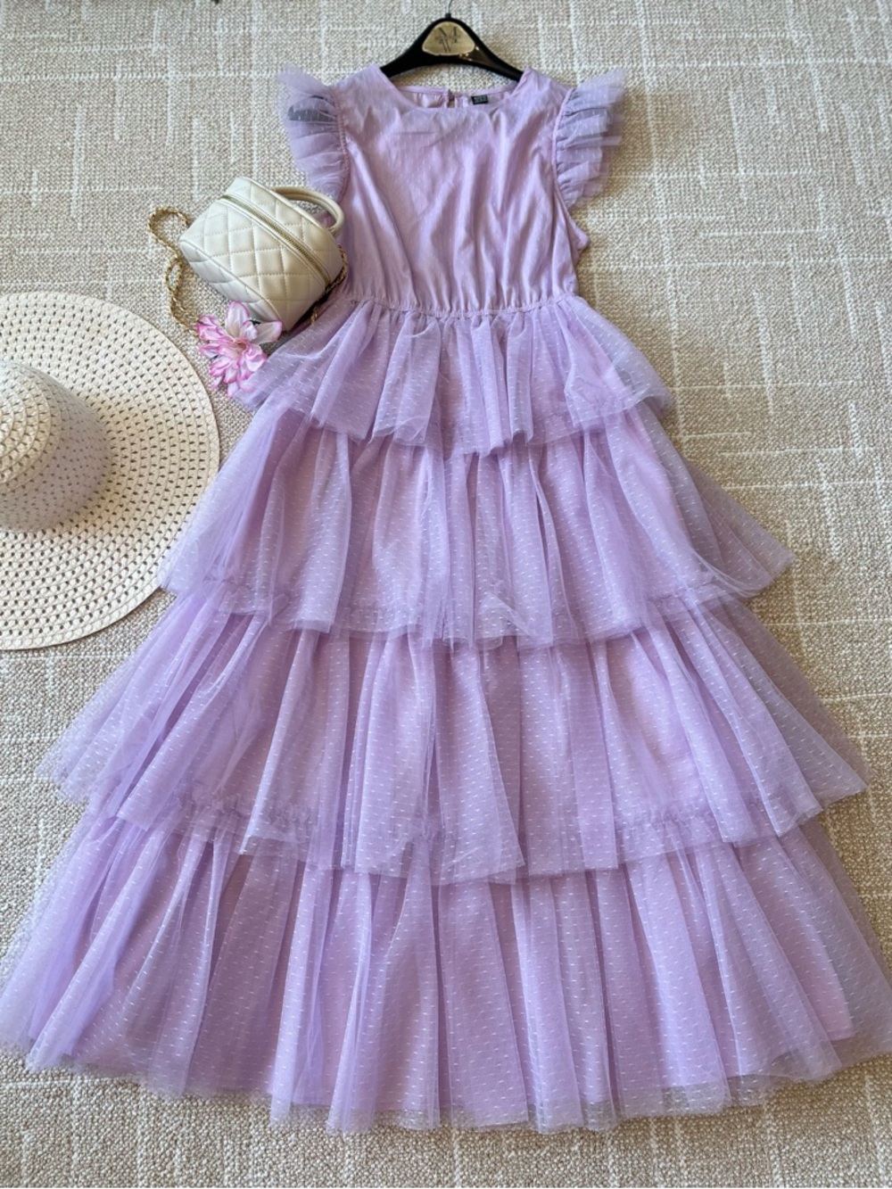 Gorgeous Lavender Tiered Tulle Dress Size M - Picture 10 of 10